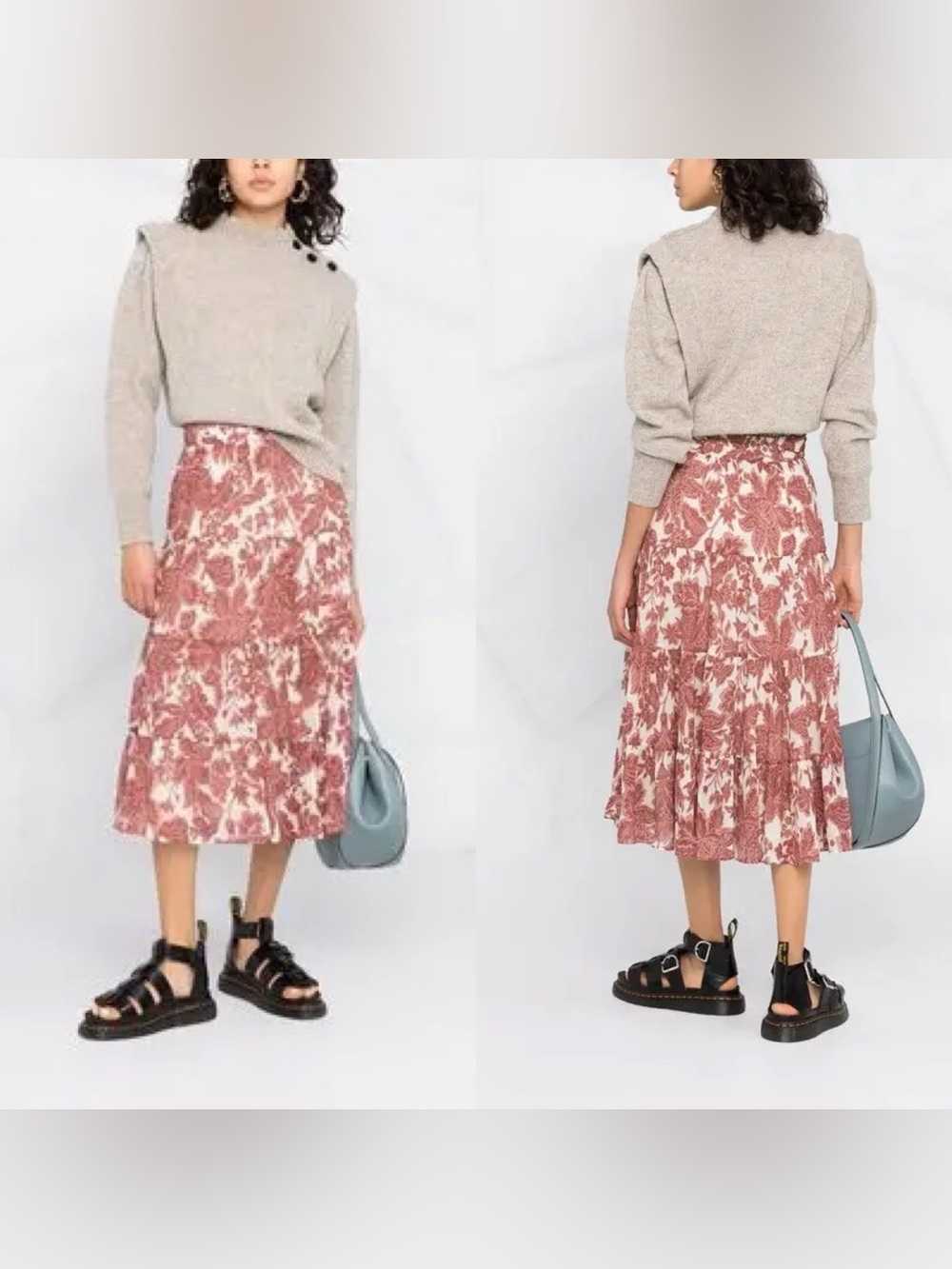 NWOT ba&sh Wonder Fora-Print Midi Skirt  Size 1 or US Size 4